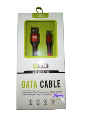Cable Datos Usb-C T&D 1m Tipo C Celular 3.1a